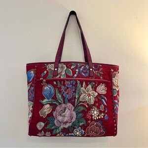 Mellow World Flower Shop Tapestry Beaded Floral Tote Bag